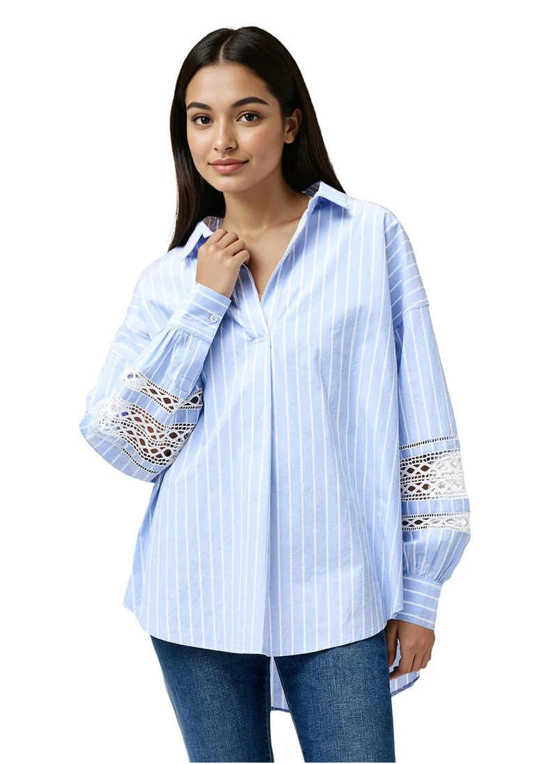 فرنش كونكشن Regular Cotton Blend V-Neck Shirt