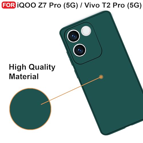 CEDO Back Cover for iQOO Z7 Pro (5G) / Vivo T2 Pro (5G) | Camera Bump Protection & Inner Velvet Fabric Lining | Ultra Slim Matte Soft Rubberised Case Cover (Green) - Image 5