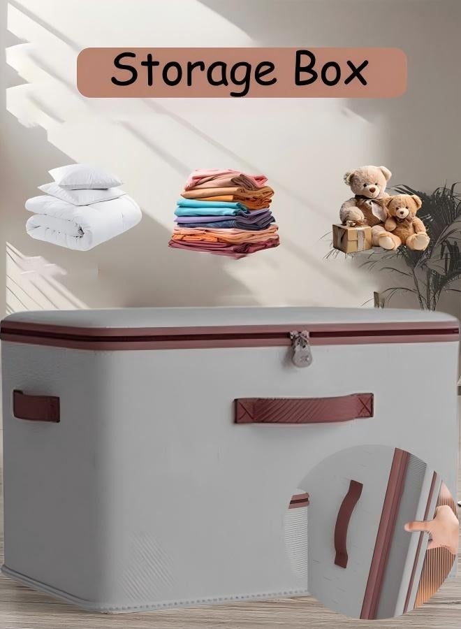 1/2/3PCS Large Storage Bag  Double Storage Bag Clothes Storage Box  Storage Bags Clothing Storage Cupboards For Clothes Closet Organizers  Storage Containers Zipper Bag Handle Zipper Design For Clothing Blanket Comforters Bed Sheets Pillows And Toys 49*37*31cm Grey  - Image 1