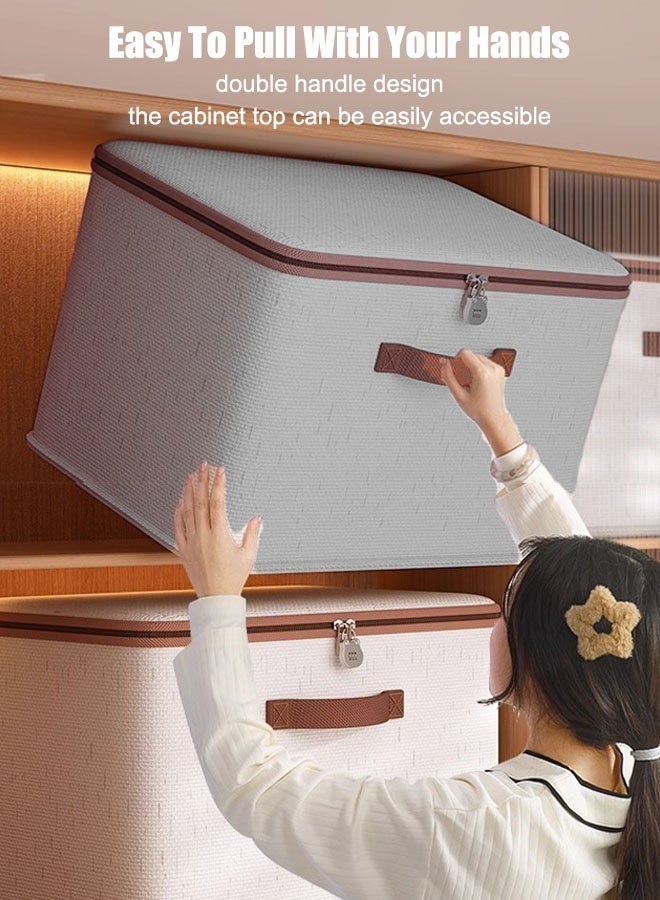 1/2/3PCS Large Storage Bag  Double Storage Bag Clothes Storage Box  Storage Bags Clothing Storage Cupboards For Clothes Closet Organizers  Storage Containers Zipper Bag Handle Zipper Design For Clothing Blanket Comforters Bed Sheets Pillows And Toys 49*37*31cm Grey  - Image 4