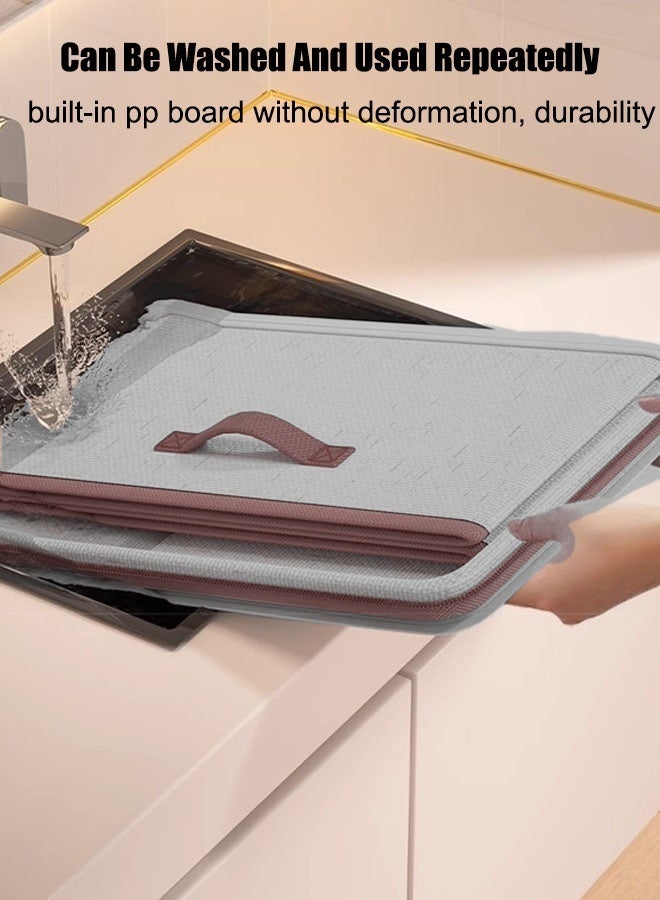 1/2/3PCS Large Storage Bag  Double Storage Bag Clothes Storage Box  Storage Bags Clothing Storage Cupboards For Clothes Closet Organizers  Storage Containers Zipper Bag Handle Zipper Design For Clothing Blanket Comforters Bed Sheets Pillows And Toys 49*37*31cm Grey  - Image 5