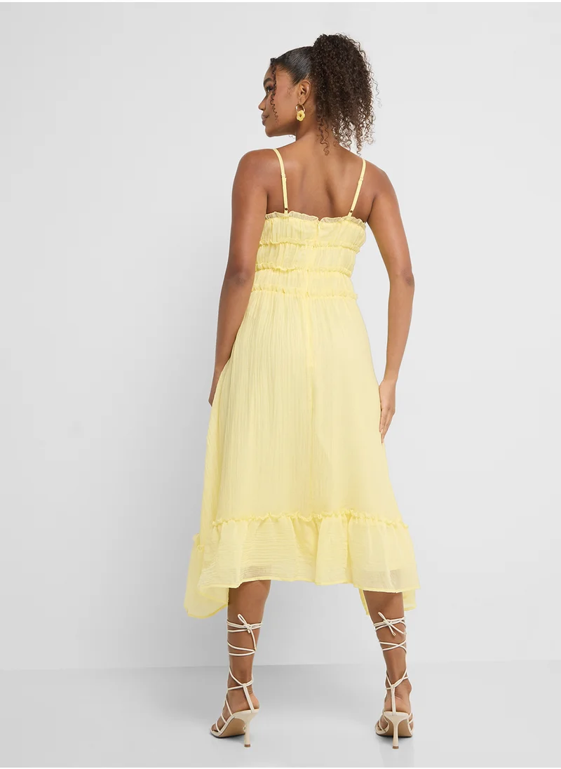 جينجر Shirred Bow Detail Milkmaid Sundress