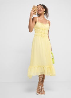 Ginger Shirred Bow Detail Milkmaid Sundress  - Image 1