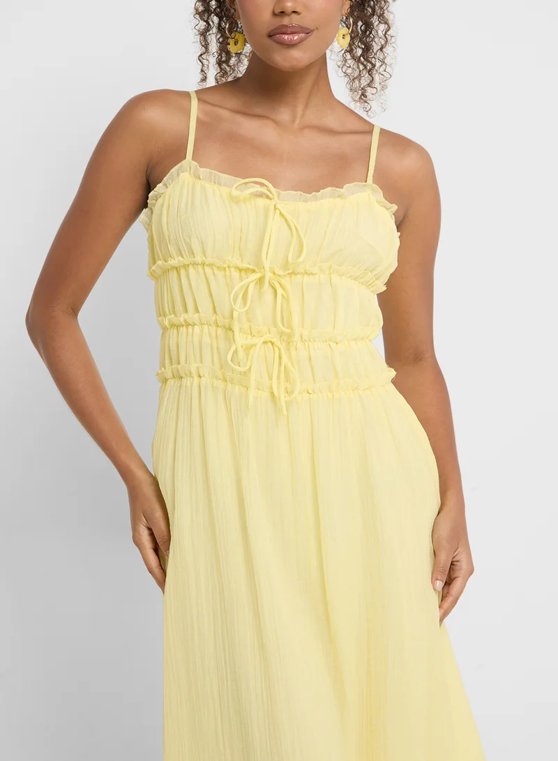 Ginger Ruffled Yellow Midi Dress