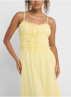 Ginger Shirred Bow Detail Milkmaid Sundress  - Image 3