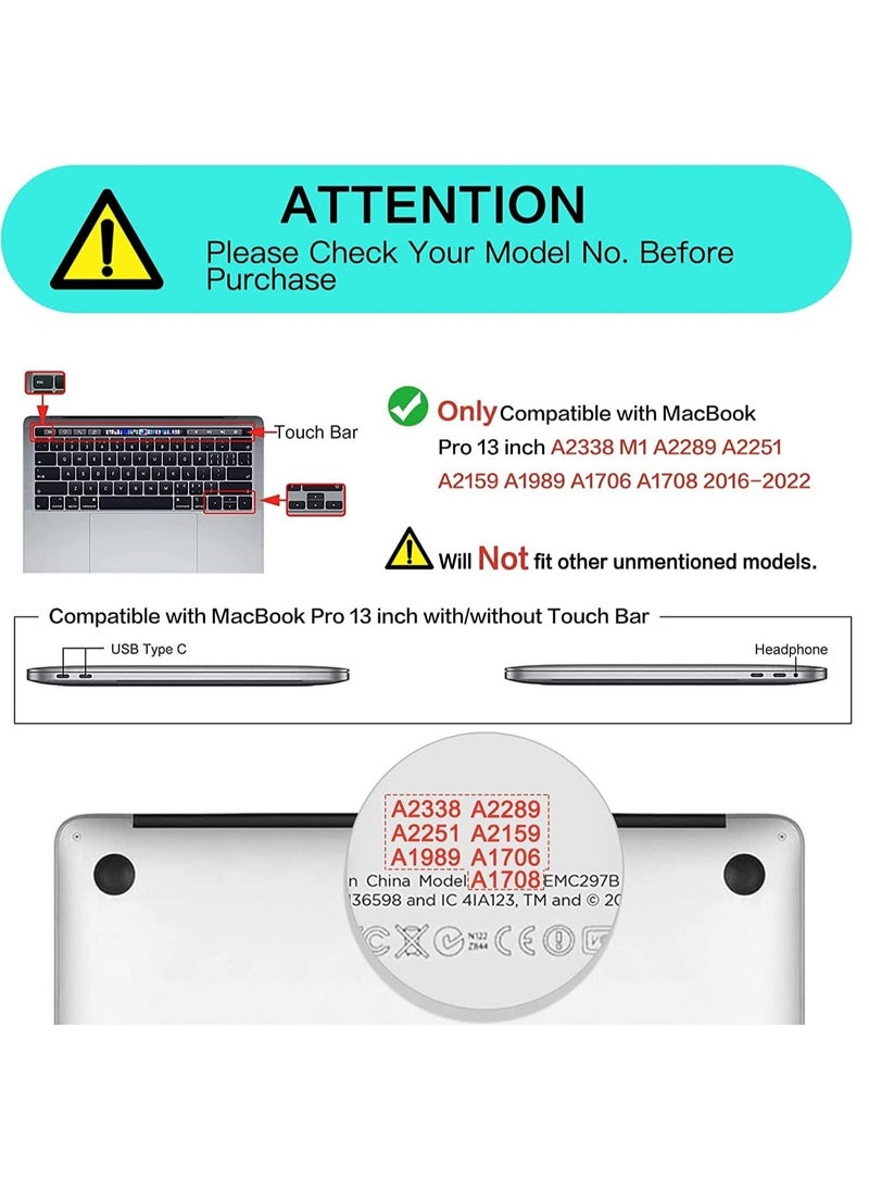Ntech MacBook Pro 13 Case 2019 2018 2017 2016 Release A1706/A1708/A1989/A2159/A2338/A2251/A2289, Hard Case Shell Cover and Keyboard Skin Cover for MacBook Pro 13 Inch with/Without Touch Bar  - Image 2