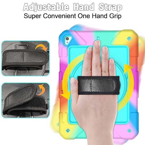 LTROP Protective Cover Case for iPad 6th/ 5th Generation & iPad Air 2 Case, iPad 9.7 Inch Case with Shoulder Strap Pen Holder Swivel Stand, Aqua Teal - Image 4