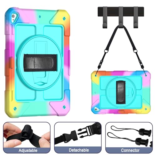 LTROP Protective Cover Case for iPad 6th/ 5th Generation & iPad Air 2 Case, iPad 9.7 Inch Case with Shoulder Strap Pen Holder Swivel Stand, Aqua Teal - Image 5