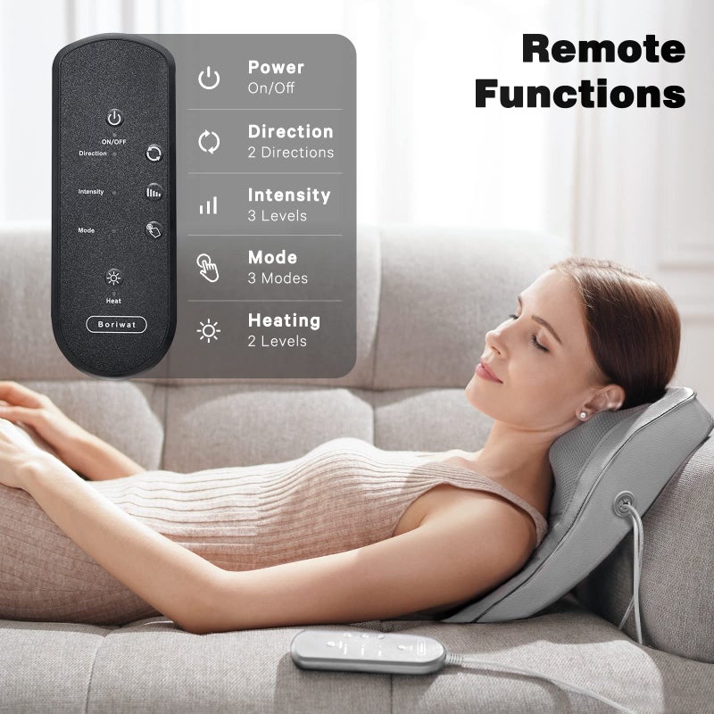 Boriwat Neck and Shoulder Massager with Heat, Shiatsu Massage Pillow with 3D Deep Tissue Kneading for Back Legs Foot Body Pain Relief,at Home Office Car, Gift for Mom&Dad - Image 5