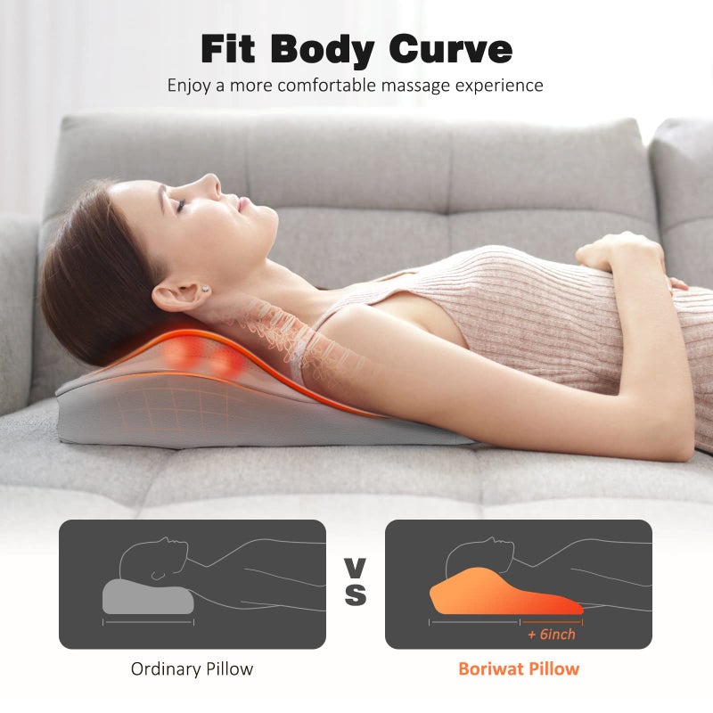 Boriwat Neck and Shoulder Massager with Heat, Shiatsu Massage Pillow with 3D Deep Tissue Kneading for Back Legs Foot Body Pain Relief,at Home Office Car, Gift for Mom&Dad - Image 2