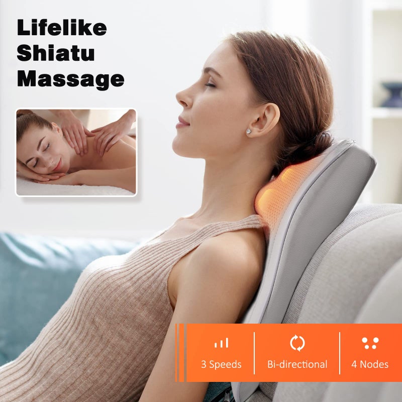 Boriwat Neck and Shoulder Massager with Heat, Shiatsu Massage Pillow with 3D Deep Tissue Kneading for Back Legs Foot Body Pain Relief,at Home Office Car, Gift for Mom&Dad - Image 4