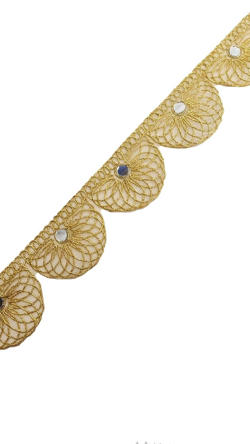 Generic Balar Creation Golden Mirror Work Lace Border Ribbon Roll 9m Pack for Womens Lehenga Saree Anarkali Kurtis More Craft Decoration  - Image 4