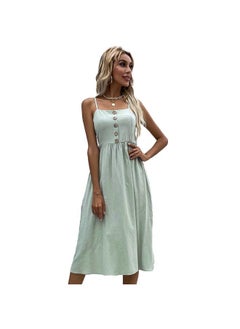 Summer New European And American Women's Elegant Sweet And Spicy A- Line Dress Solid Color Sling Dress Women