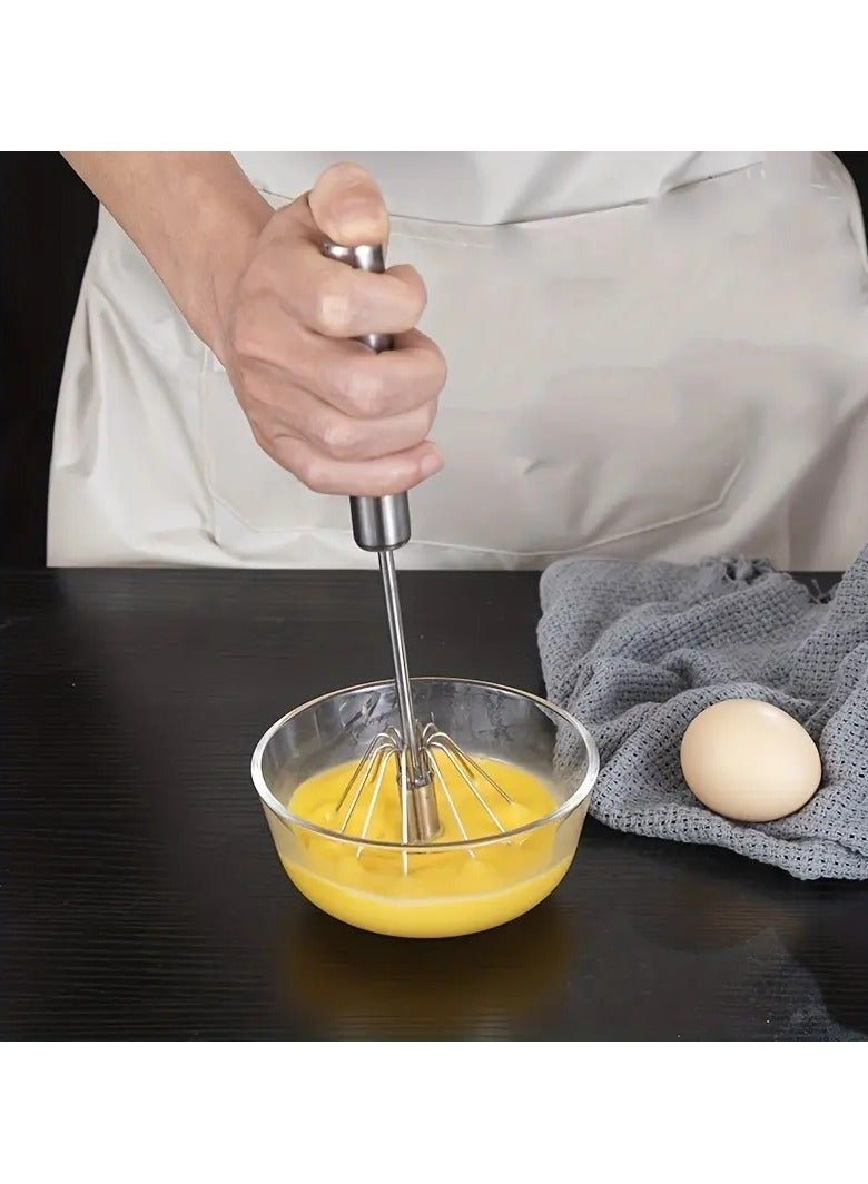 erorex 1pc Semi Automatic Egg Whisk Stainless Steel Hand Push Whisk Egg Beater Egg Blender Stainless Steel Egg Whisk for Blending Whisking Beating Stirring Kitchen Gadgets Kitchen Accessories Home Kitchen It - Image 5