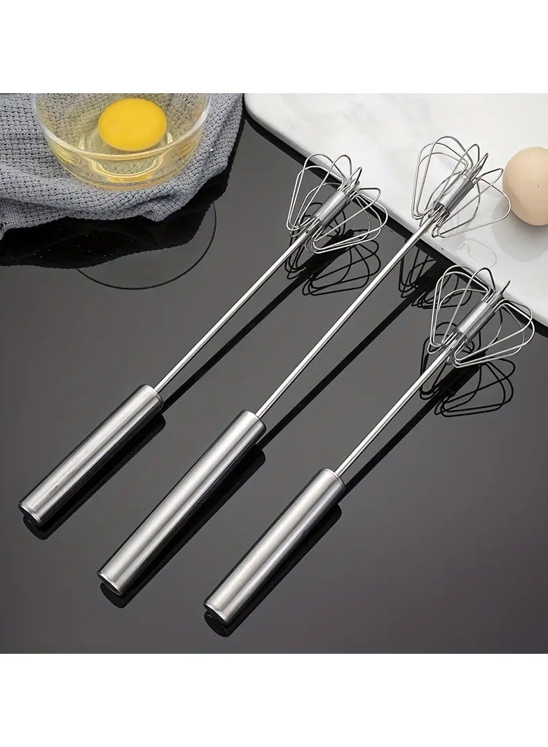 erorex 1pc Semi Automatic Egg Whisk Stainless Steel Hand Push Whisk Egg Beater Egg Blender Stainless Steel Egg Whisk for Blending Whisking Beating Stirring Kitchen Gadgets Kitchen Accessories Home Kitchen It - Image 2
