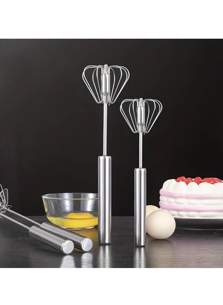 erorex 1pc Semi Automatic Egg Whisk Stainless Steel Hand Push Whisk Egg Beater Egg Blender Stainless Steel Egg Whisk for Blending Whisking Beating Stirring Kitchen Gadgets Kitchen Accessories Home Kitchen It - Image 4