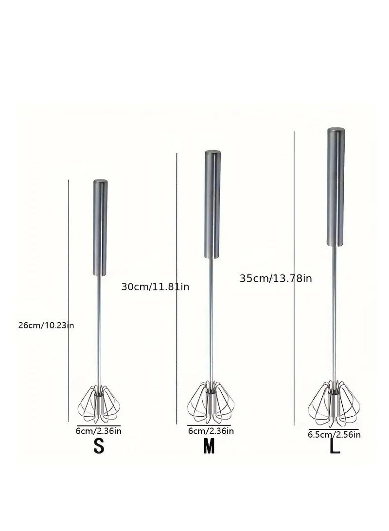 erorex 1pc Semi Automatic Egg Whisk Stainless Steel Hand Push Whisk Egg Beater Egg Blender Stainless Steel Egg Whisk for Blending Whisking Beating Stirring Kitchen Gadgets Kitchen Accessories Home Kitchen It - Image 3