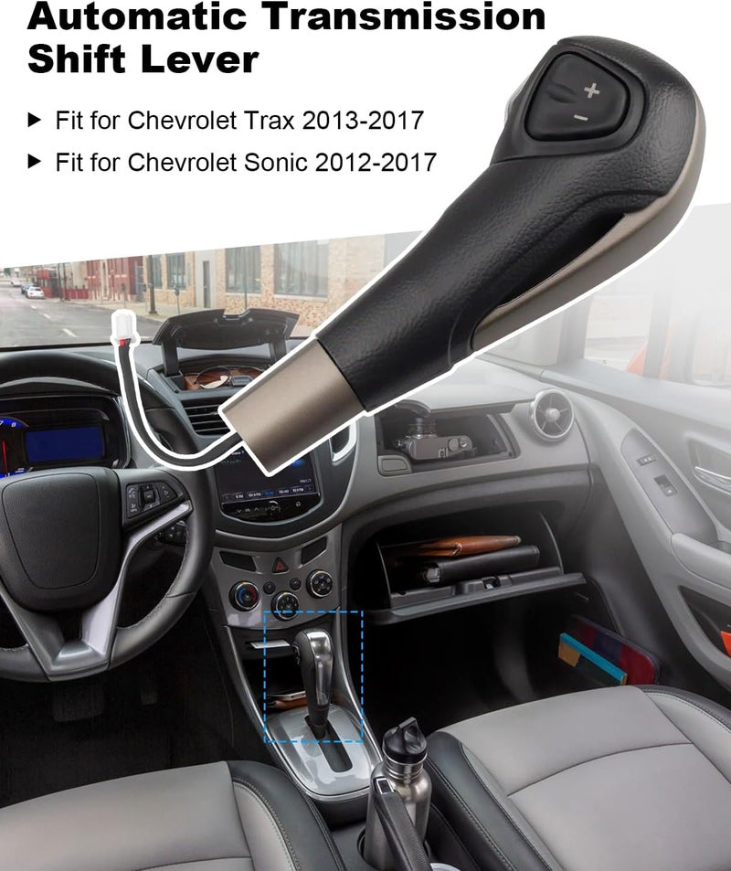 JUWEVAZU perilla de cambio de palanca de cambios automática con botón para Chevrolet Trax mate esmerilado 2013-2017, apto para Chevrolet Sonic 2012-2017 mate - Image 3