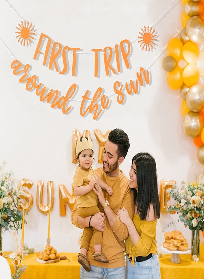 ZZDCMS First Trip Around The Sun Banner - 1st Birthday Decoration Banner, You Are My Sunshine First Birthday Decoration, Baby Shower Decor, Sun Themed One Birthday Party Banner, Prop Photo Prop Decoration - Image 3