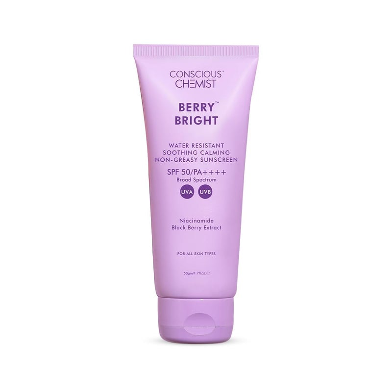 Conscious Chemist Sunscreen SPF 50 PA  50g  Sunscreen for Oily Skin Gel Sunscreen Niacinamide with Black Berry Extract Hybrid Lightweight All Skin Types  Berry Bright - Image 1