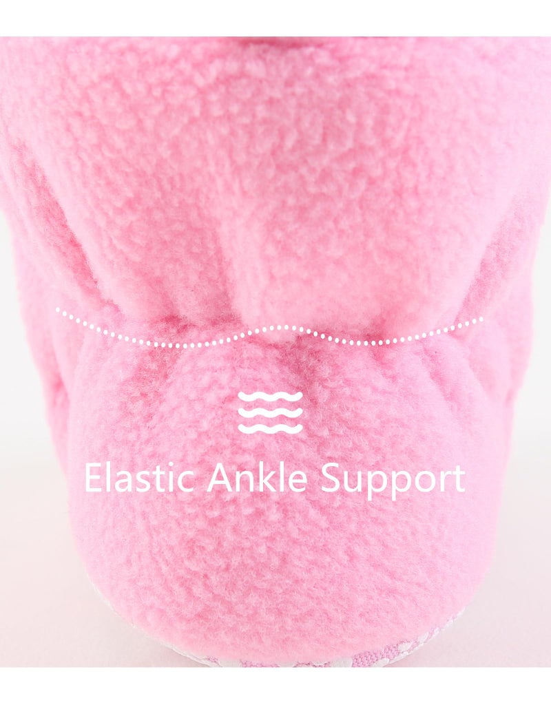 Bibimom Toddler Baby Booties Fleece Unisex Cozy Soft Warm Non-Slip First Walkers Pink 12-18 Months Winter Autumn - Image 3