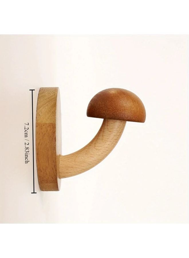 Mushroom Shaped Coat Hangers Wall Mounted Organizer Natural Brown White Stem - Image 3