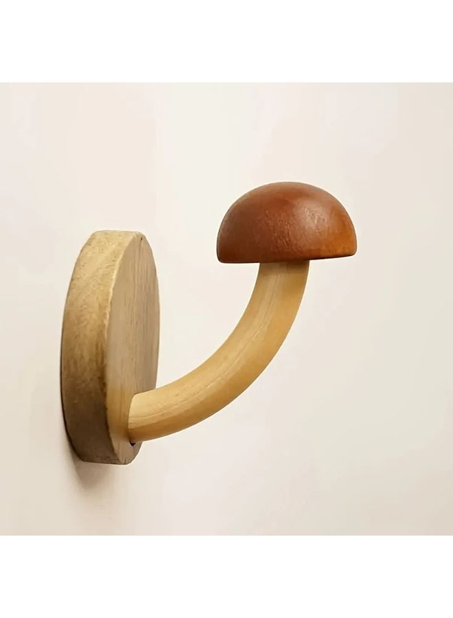 Mushroom Shaped Coat Hangers Wall Mounted Organizer Natural Brown White Stem - Image 5