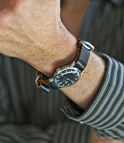 Da Luca Shell Cordovan Military Watch Strap - Black (Matte Buckle) : 18mm - Image 4
