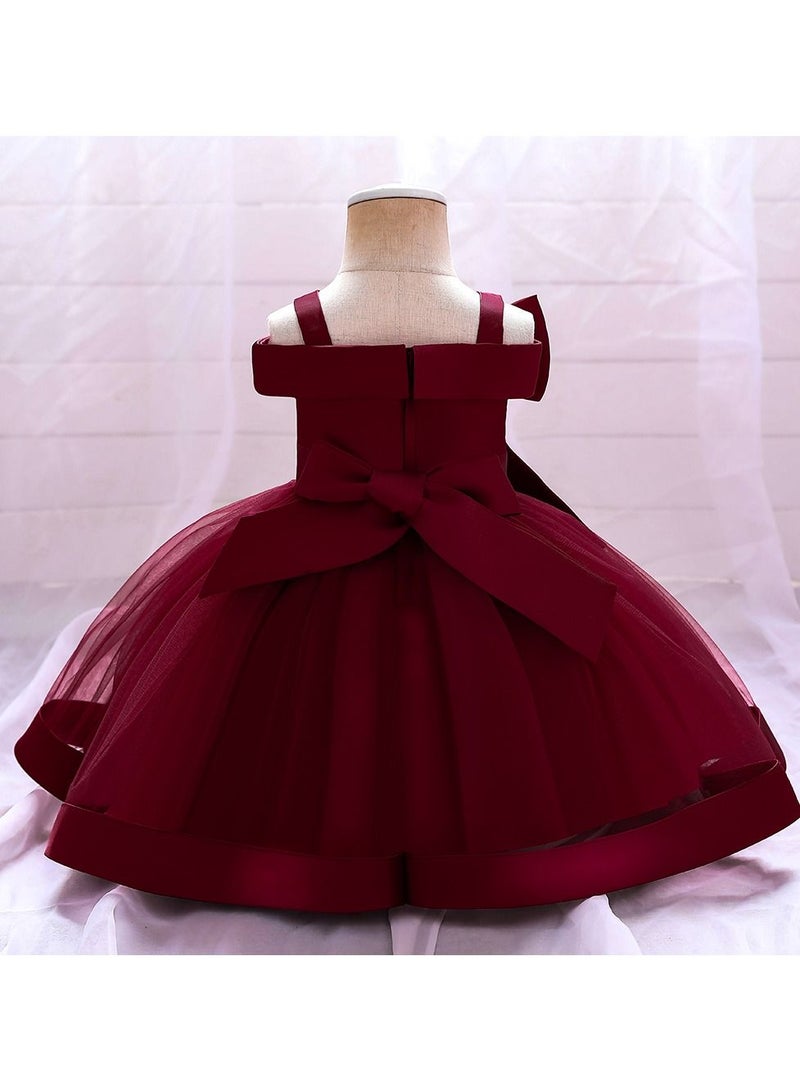 Stylish Fairy Flower Dress Burgundy  - Image 2