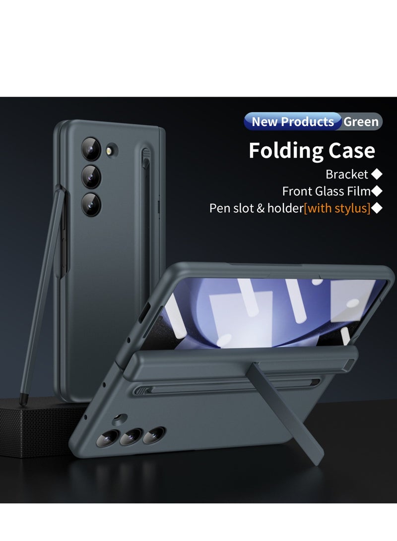 Samsung Galaxy Z Fold 6 Phone Case with Pen Holder and Pen, Hinge Protection, Built-in Screen Protector and Kickstand Protection, Shockproof and Anti-Fingerprint Phone Case