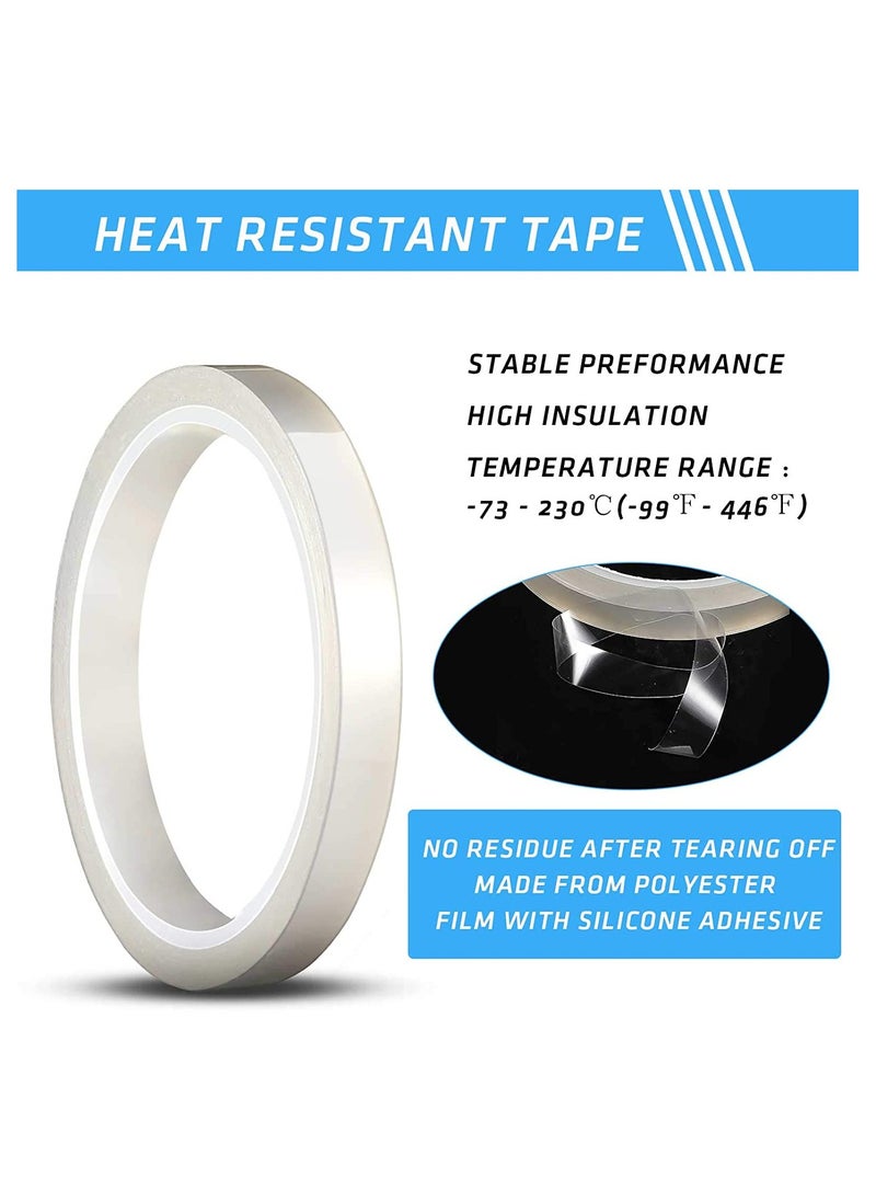SYOSI Heat Resistant Tape SYOSI 2 Pcs Clear Heat for Sublimation Heat Press Heat Transfer High Resistant Temperature Thermal Tape for Electronics Printing Circuit Board Heat Transfer Vinyl 20 mm 30m  - Image 3