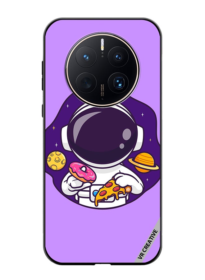 VR CREATIVE Protective Case Cover For Huawei Mate 50 Pro Cute Astronaut Eating Donut And Pizza Design Multicolour - Image 1