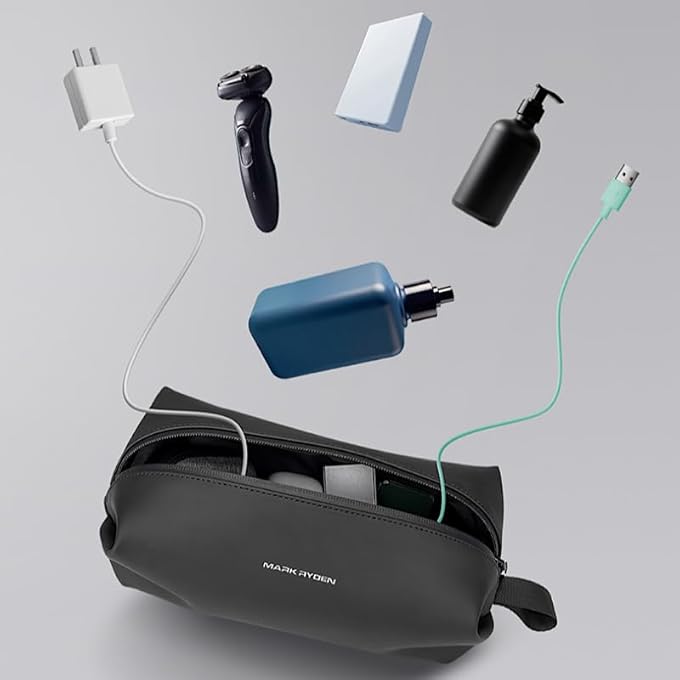 MARK RYDEN MR-35 TRAVEL ORGANIZER POUCH  LIGHTWEIGHT OXFORD WATERPROOF TECH BAG WITH WRIST STRAP  MINIMALIST STORAGE FOR CABLES, GADGETS, AND ACCESSORIES (GRAY) - Image 2