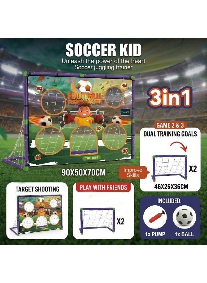 KUKOKI TOYS Football set indoor ,outdoor include Goal Post ,ball ,air pump Soccer Ball Game Set for Kids, Toss Soccer Goal Game with shooting point , training for kids ,  Best for gifting  , - Image 3