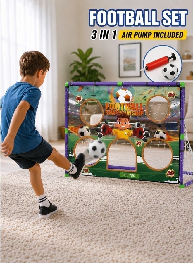 KUKOKI TOYS Football set indoor ,outdoor include Goal Post ,ball ,air pump Soccer Ball Game Set for Kids, Toss Soccer Goal Game with shooting point , training for kids ,  Best for gifting  , - Image 1