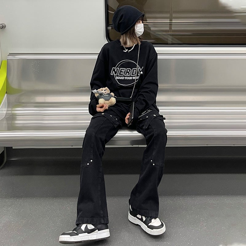 Unisex Classic Denim Jeans Loose Fit Daily Outdoor Wear - Image 2