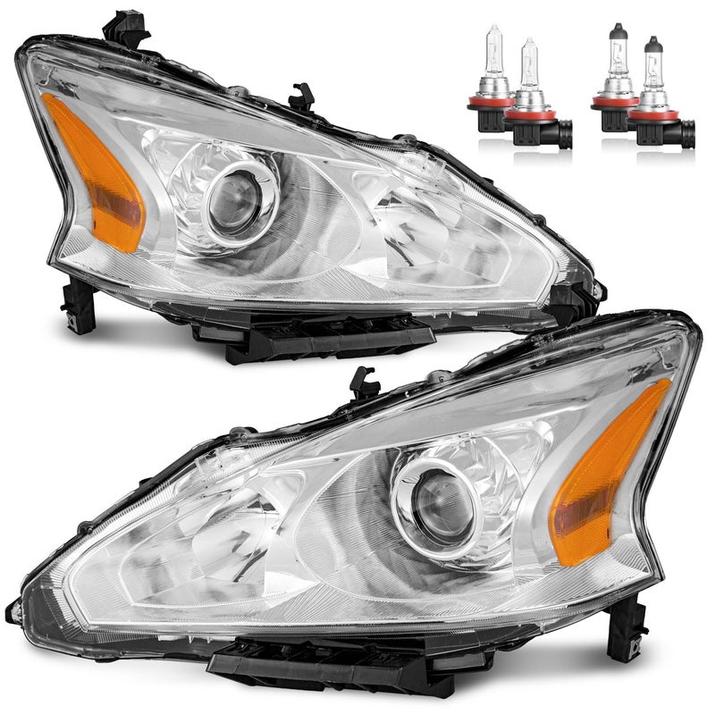 ROADEAL Headlights W/Bulbs for 2013 2014 2015 Nissan Altima 4-Door Sedan Halogen Headlamp Replacement Driver & Passenger Side (DOES NOT FIT XENON/HID) - Image 1