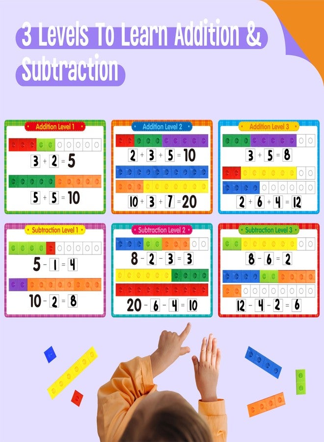 SpriteGru Math Linking Cubes, 100 Math Cube Manipulatives with 30 Learning Activities Plus 192 Reusable Stickers, Number Counting Blocks Snap Linking Math Counters, Fun & Educational Pre-K Counting Blocks - Image 4
