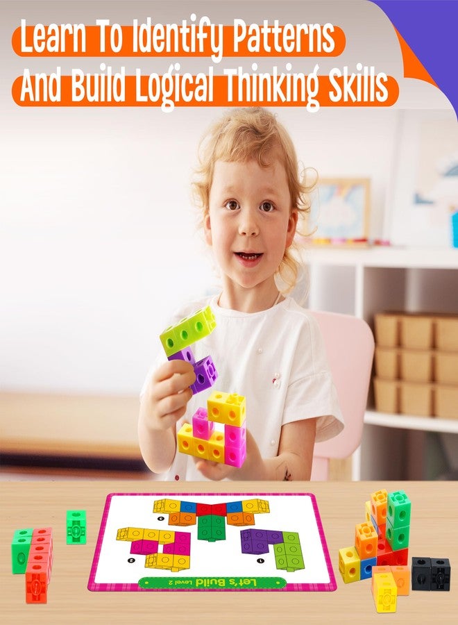 SpriteGru Math Linking Cubes, 100 Math Cube Manipulatives with 30 Learning Activities Plus 192 Reusable Stickers, Number Counting Blocks Snap Linking Math Counters, Fun & Educational Pre-K Counting Blocks - Image 5