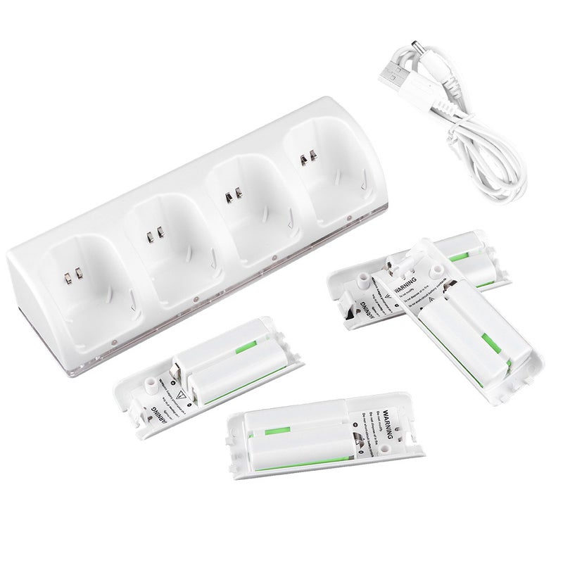 White 4 In 1 Charging Station Charger with 4Pcs 2800mAh Battery for Wii / Wii Uremotes2800mAh Battery - Image 5