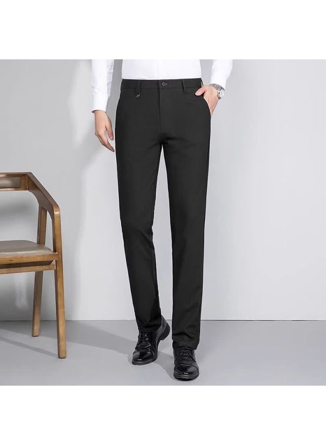 Montagut Summer Solid Color Versatile Business Men's Dress Pants, Draping Mid-rise Cool-feeling Long Pants 4029 - Image 2