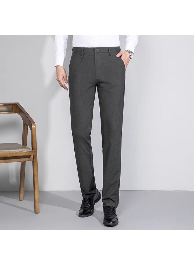 Montagut Summer Solid Color Versatile Business Men's Dress Pants, Draping Mid-rise Cool-feeling Long Pants 4029 - Image 1