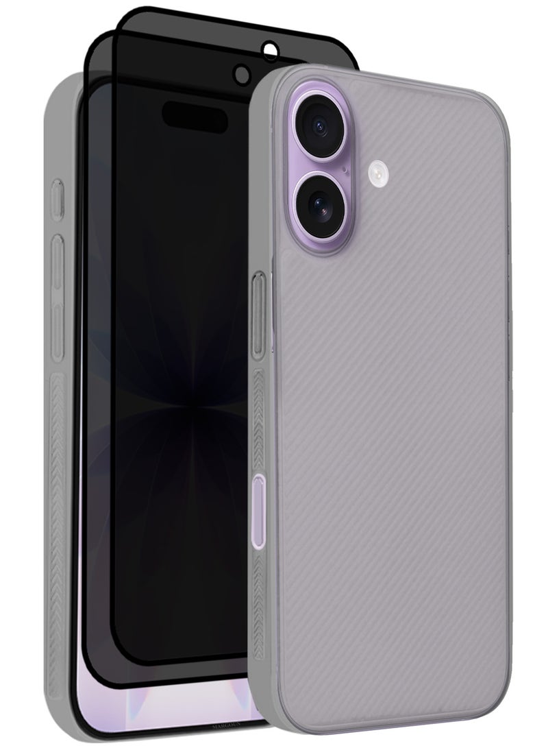 CATANES 3 Packs Case Cover for iPhone 17 - Sturdy Durable Ultra-Thin Case - Air Skin Line Design Transparent Back Cover -  Drop Protection Cover  with Two Privacy Screen Protectors - Black - Image 1