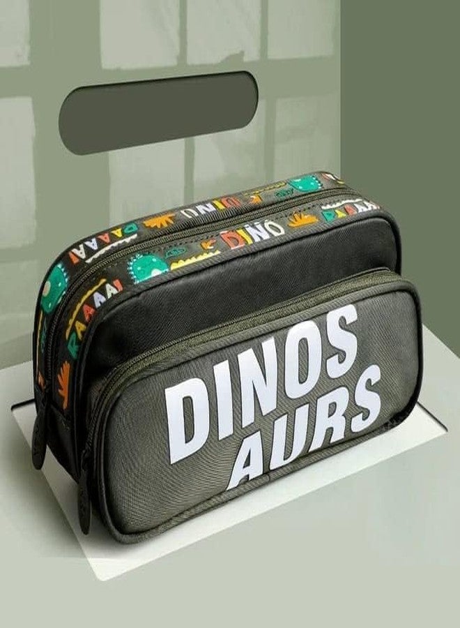 Invite EnterprisePencil Pouch Multi-Purpose Zipper Pouch Case, Travel Pouch Bag, Stationery Organizer Bag, Pen & Pencil Pouch for School & College, Birthday Return Gift for Kids (Dinosaurs-Grey) - Image 3