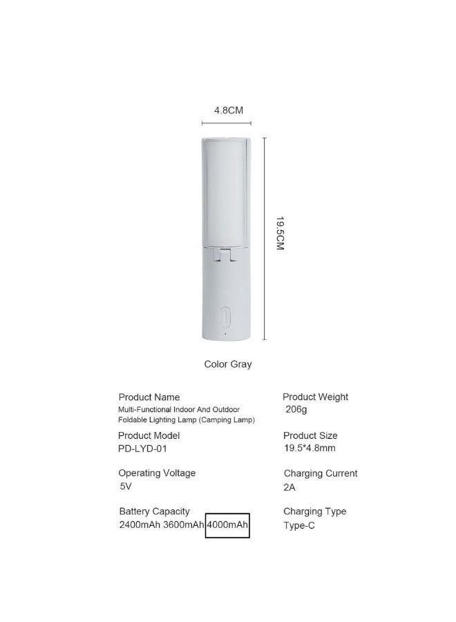 ماكدو مصباح تخييم متعدد الوظائف، مصباح تخييم محمول قابل للطي، ضوء خيمة مع خطاف ومنفذ USB بسعة 4000 مللي أمبير/ساعة و3 أوضاع إضاءة قابلة للتعديل، فانوس تخييم قابل لإعادة الشحن للاستخدام في الهواء الطلق والمشي لمسافات طويلة والتخييم وصيد الأسماك - Image 3