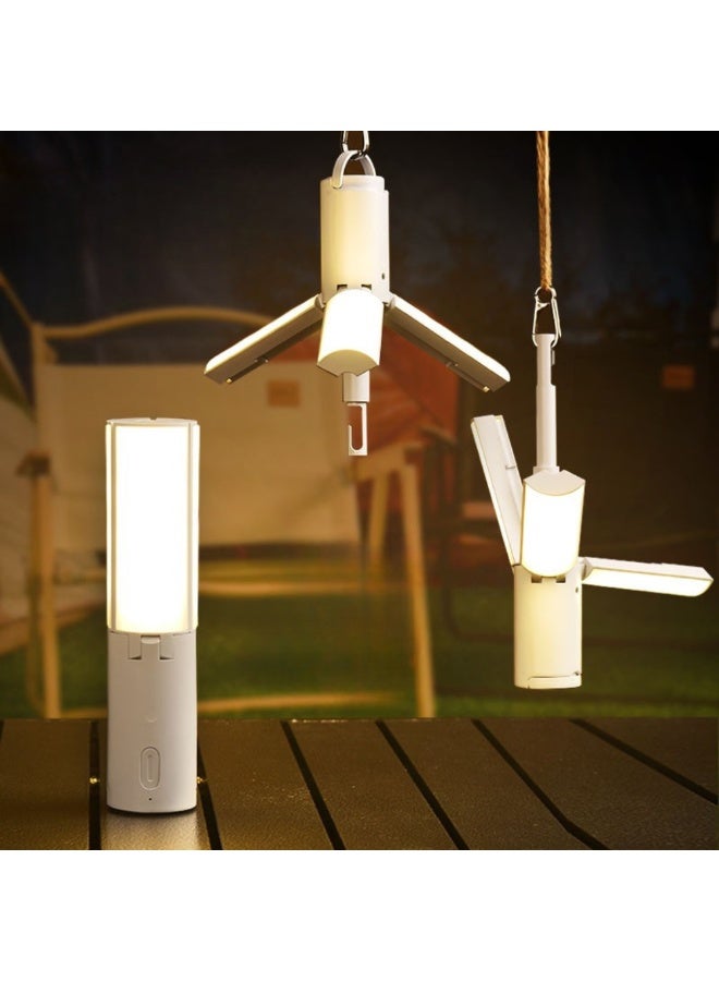 ماكدو مصباح تخييم متعدد الوظائف، مصباح تخييم محمول قابل للطي، ضوء خيمة مع خطاف ومنفذ USB بسعة 4000 مللي أمبير/ساعة و3 أوضاع إضاءة قابلة للتعديل، فانوس تخييم قابل لإعادة الشحن للاستخدام في الهواء الطلق والمشي لمسافات طويلة والتخييم وصيد الأسماك - Image 1