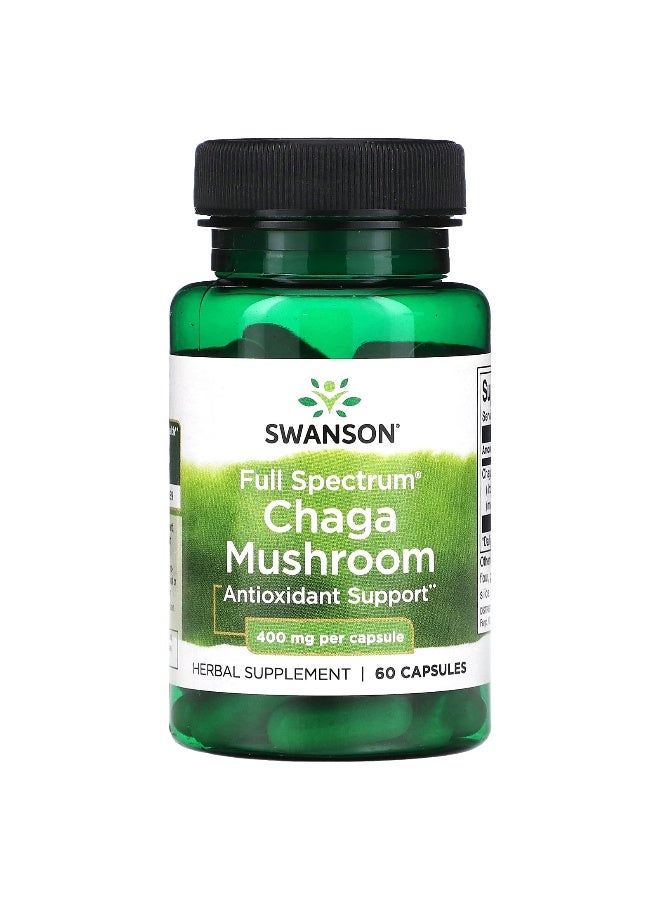 Swanson, Full Spectrum Chaga Mushroom, 400 mg, 60 Capsules - Image 1
