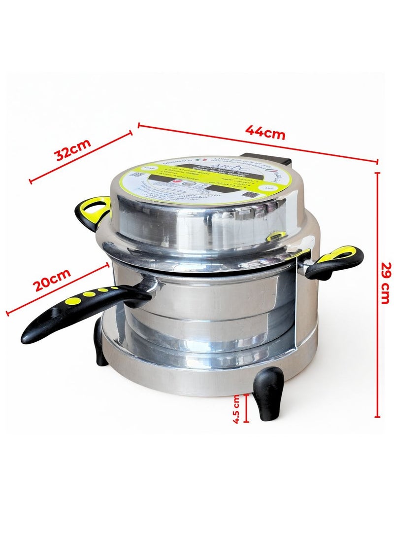 اي ار تي سي فرن كهربائي متعدد الاستخدامات من ARTC بقوة ١٠٠٠ واط، صانع خبز وبيتزا بثلاث أرجل لخبز الخمير العربي والخبز اللبناني والفطائر وخبز البيتا والبيتزا الصغيرة | مساحة خبز علوية ٢٢ سم، سعة ٥.٥ لتر، مصنوع من ألومنيوم عالي التحمل ٩٩٪ نقي، مزود بعنصر تسخين إيطالي، كابل آمن ثلاثي الأطراف، ضمان لمدة عام | مناسب للمنازل والمطاعم والمقاهي والمخابز والمطابخ وغيرها - Image 2