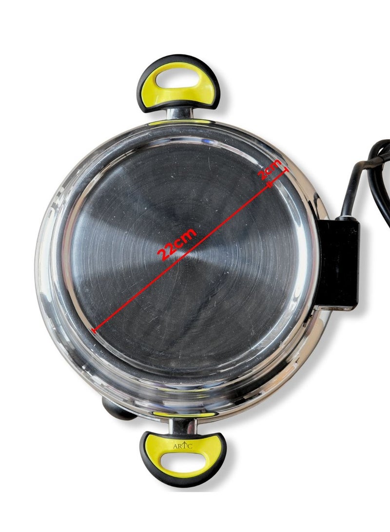 اي ار تي سي فرن كهربائي متعدد الاستخدامات من ARTC بقوة ١٠٠٠ واط، صانع خبز وبيتزا بثلاث أرجل لخبز الخمير العربي والخبز اللبناني والفطائر وخبز البيتا والبيتزا الصغيرة | مساحة خبز علوية ٢٢ سم، سعة ٥.٥ لتر، مصنوع من ألومنيوم عالي التحمل ٩٩٪ نقي، مزود بعنصر تسخين إيطالي، كابل آمن ثلاثي الأطراف، ضمان لمدة عام | مناسب للمنازل والمطاعم والمقاهي والمخابز والمطابخ وغيرها - Image 3