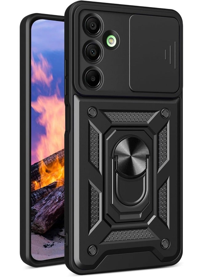 RUGGED SHIELD Samsung Galaxy A16 Case, Samsung A16 Cover with Slide Camera Cover, Heavy Duty Shockproof Drop Protection Phone Case Cover with Ring Kickstand for Samsung Galaxy A16 5G/4G, Black